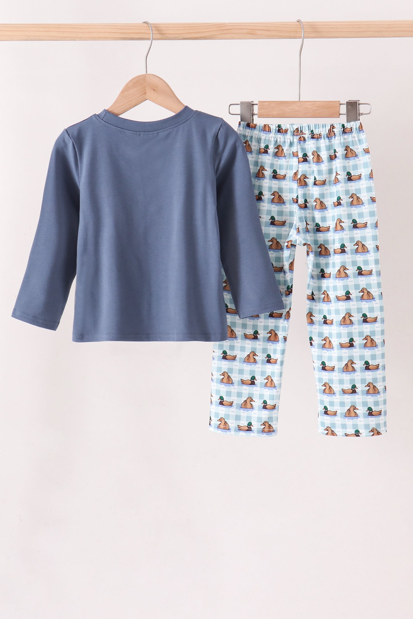 Blue mallard duck embroidery pants set - Aaria Tees Aaria Tees