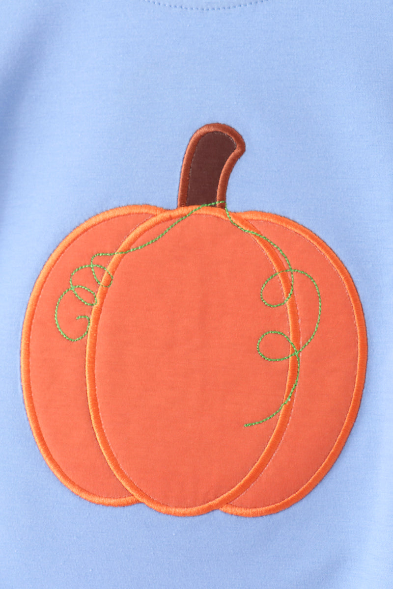 Blue pumpkin applique stripe pants set - Aaria Tees Aaria Tees
