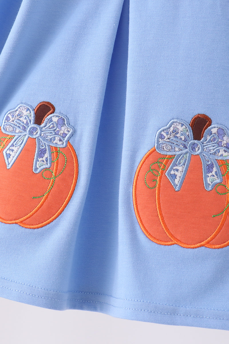Blue pumpkin applique ruffle pants set - Aaria Tees Aaria Tees