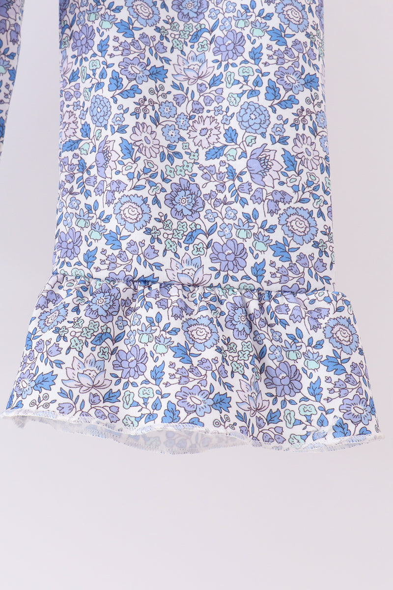 Blue pumpkin applique ruffle pants set - Aaria Tees Aaria Tees