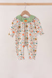 Fall pumpkin embroidery leaves romper Aaria Tees