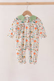 Fall pumpkin embroidery leaves romper Aaria Tees