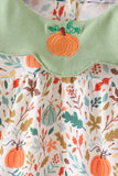 Fall pumpkin embroidery leaves bloomer set Aaria Tees