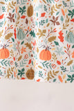 Fall pumpkin embroidery leaves bloomer set Aaria Tees