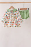 Fall pumpkin embroidery leaves bloomer set Aaria Tees