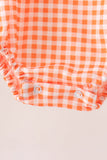 Orange pumpkin embroidery gingham bubble Aaria Tees