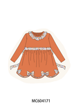 Orange Floral Bow Ruffle dress Aaria Tees