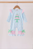 Blue birthday cake appilque ruffle romper - Aaria Tees Aaria Tees