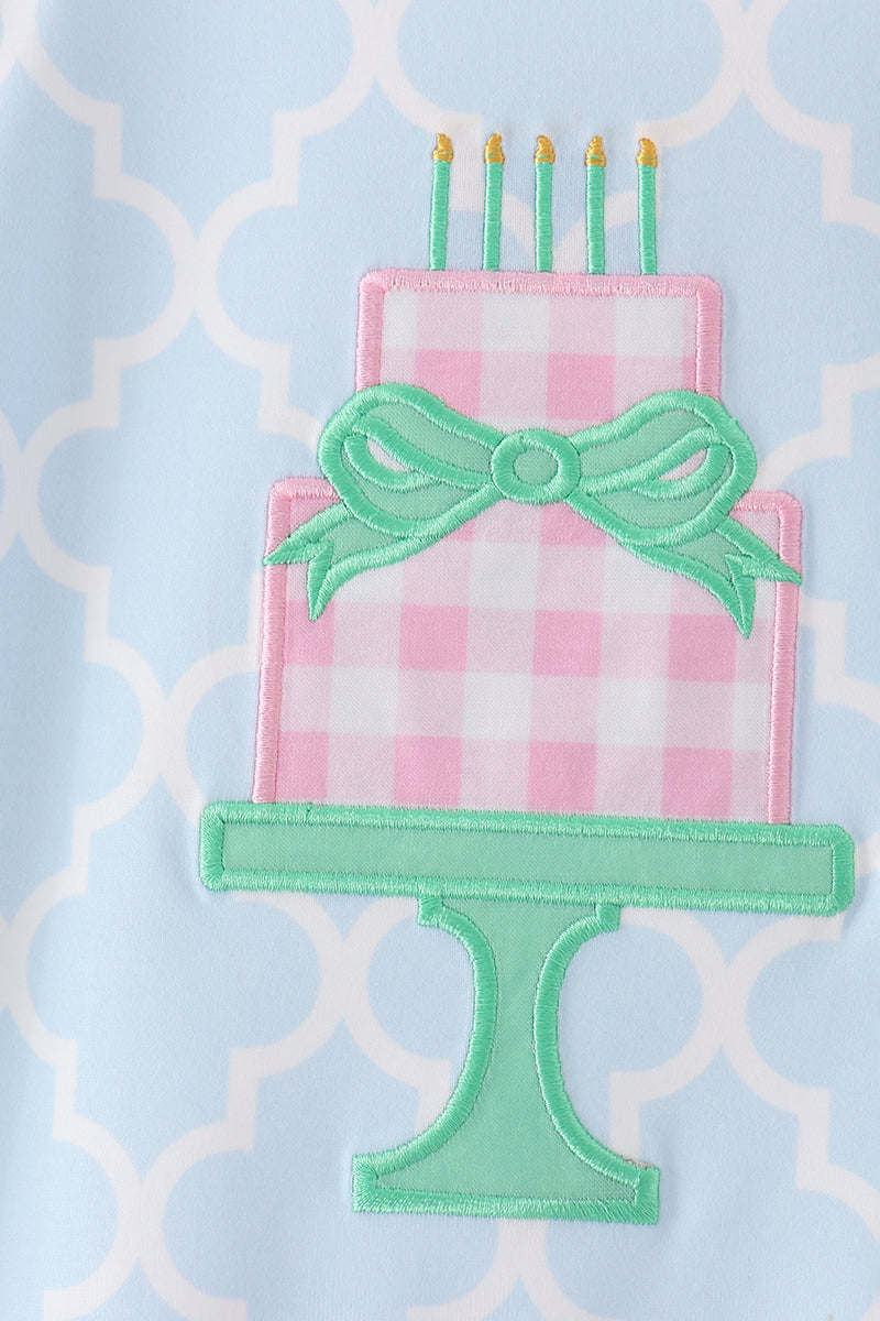 Blue birthday cake appilque ruffle romper - Aaria Tees Aaria Tees