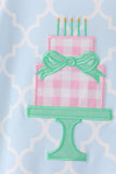 Blue birthday cake appilque ruffle romper - Aaria Tees Aaria Tees