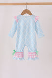 Blue birthday cake appilque ruffle romper - Aaria Tees Aaria Tees