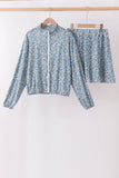 Teal floral print mom&me skorts set - Aaria Tees Aaria Tees
