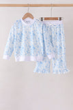 Blue floral print mom&me pants set - Aaria Tees Aaria Tees