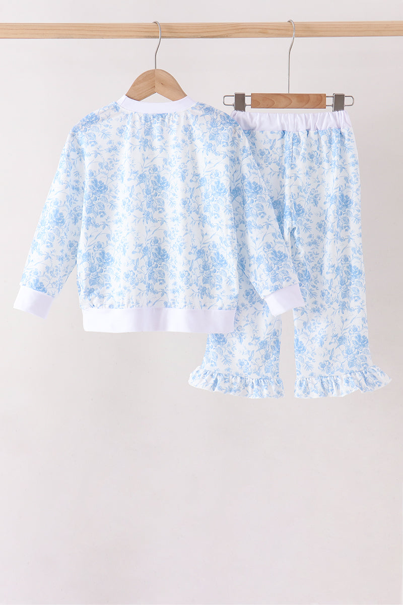 Blue floral print mom&me pants set - Aaria Tees Aaria Tees