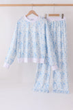 Blue floral print mom&me pants set - Aaria Tees Aaria Tees