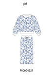 Blue ditsy floral print pants set Aaria Tees