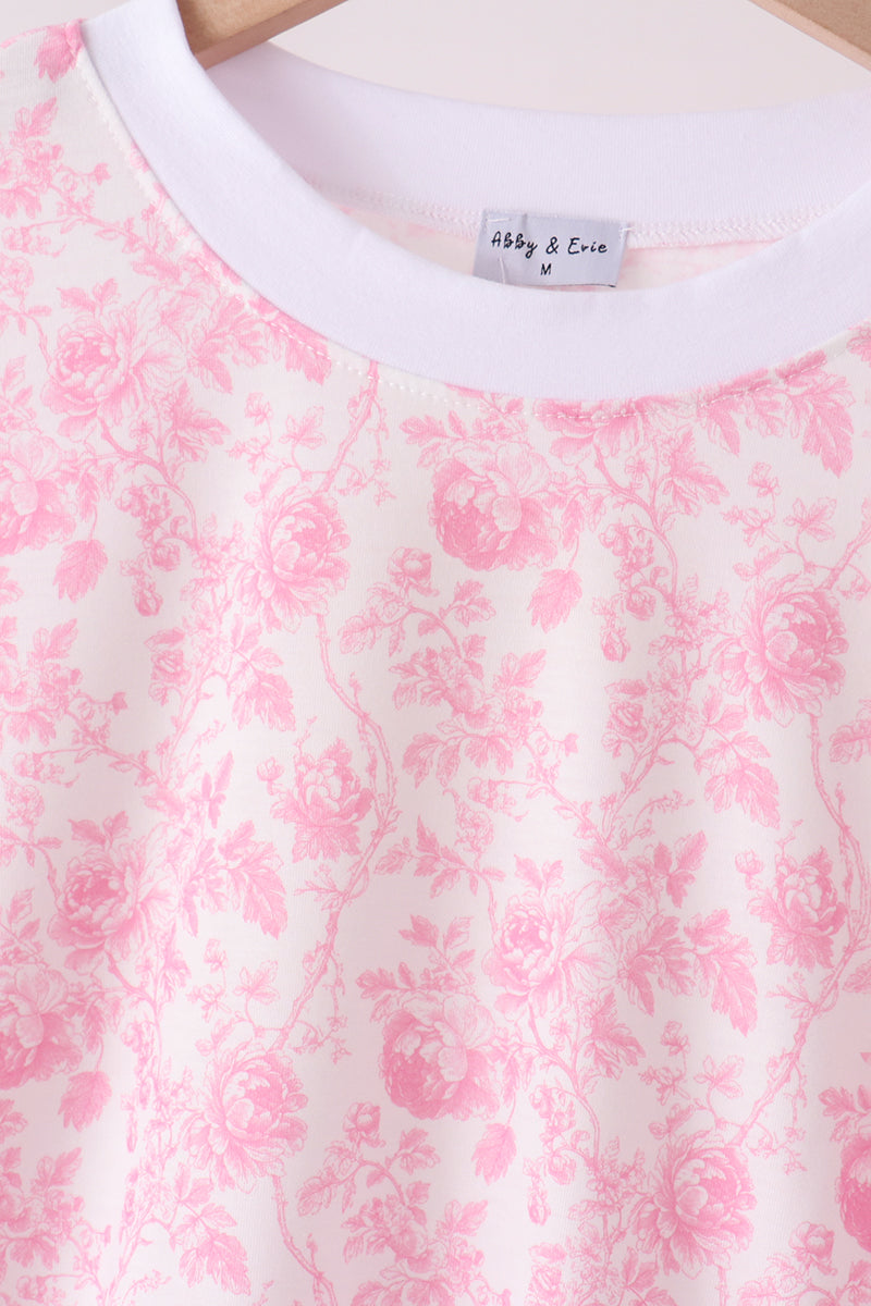 Pink floral print mom&me pants set - Aaria Tees Aaria Tees