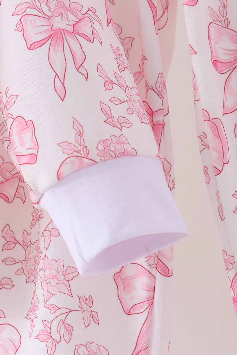 Pink bow floral print mom&me pants set - Aaria Tees Aaria Tees