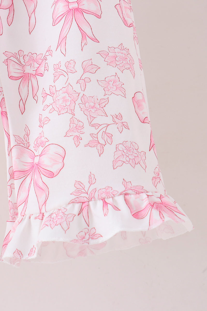 Pink bow floral print mom&me pants set - Aaria Tees Aaria Tees