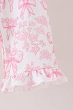 Pink bow floral print mom&me pants set - Aaria Tees Aaria Tees