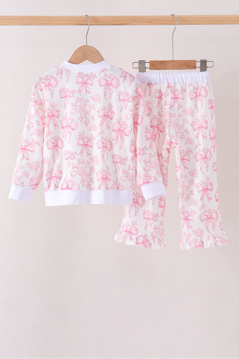 Pink bow floral print mom&me pants set - Aaria Tees Aaria Tees