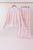 Pink bow floral print mom&me pants set - Aaria Tees Aaria Tees