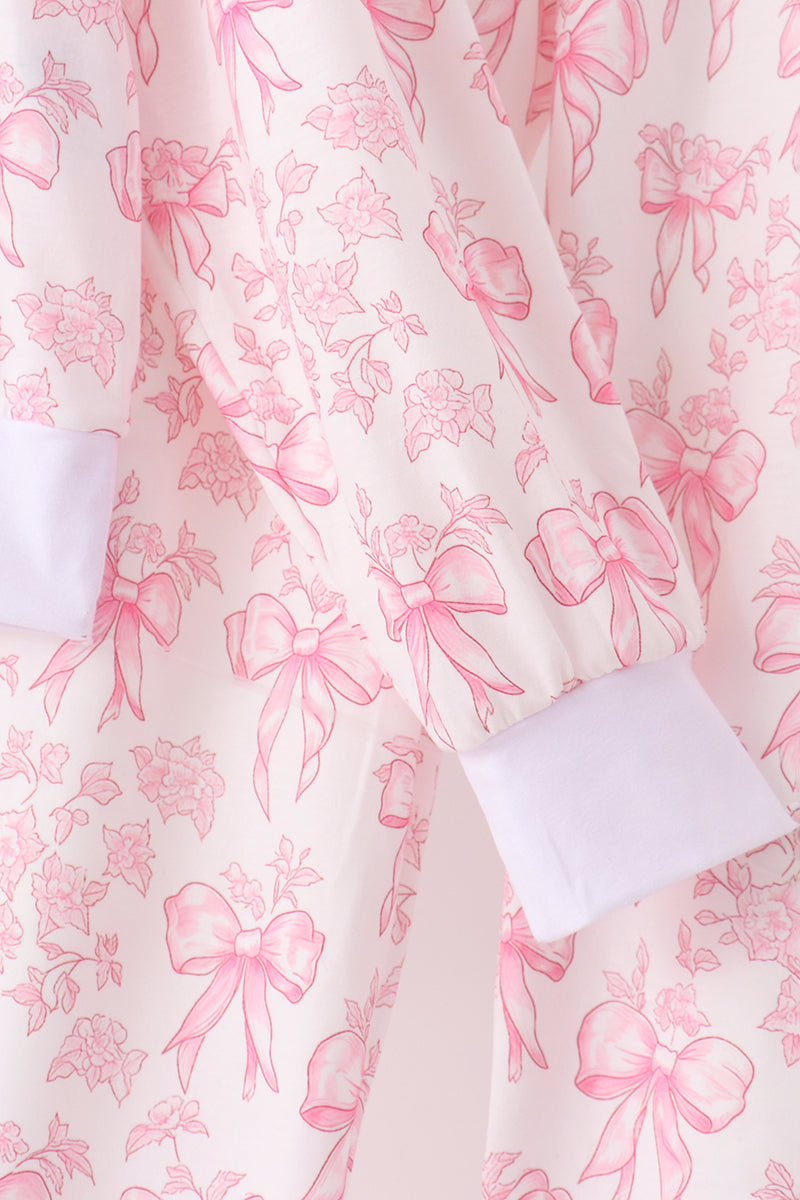 Pink bow floral print mom&me pants set - Aaria Tees Aaria Tees