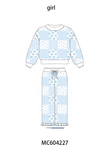 Blue floral bow checkered mom&me pants set Aaria Tees