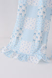 Blue floral bow checkered mom&me pants set - Aaria Tees Aaria Tees