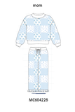 Blue floral bow checkered mom&me pants set Aaria Tees