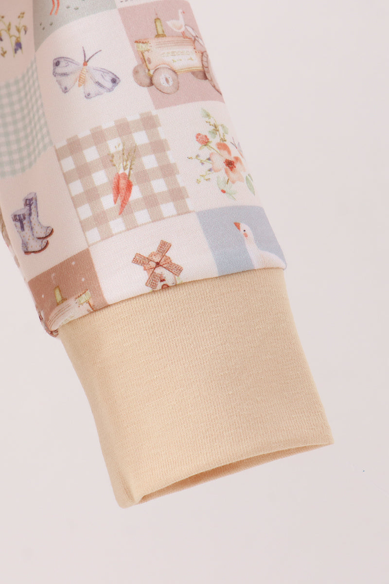 Khaki farm checkered romper - Aaria Tees Aaria Tees