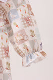 Khaki farm checkered ruffle bubble - Aaria Tees Aaria Tees