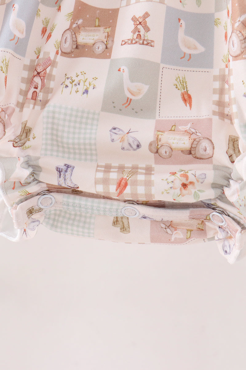 Khaki farm checkered ruffle bubble - Aaria Tees Aaria Tees
