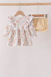 Khaki farm checkered ruffle bloomer set - Aaria Tees Aaria Tees