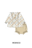 Khaki farm checkered ruffle bloomer set Aaria Tees
