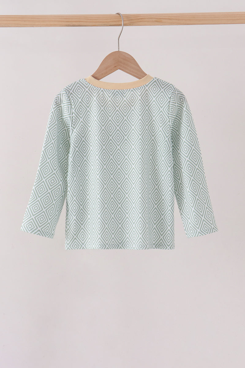 Khaki Geo Diamond Pocket Top - Aaria Tees Aaria Tees
