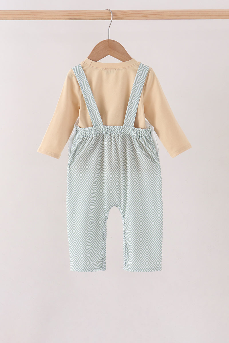 Khaki Geo Diamond 2pc romper set - Aaria Tees Aaria Tees