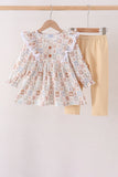 Khaki farm checkered ruffle pants set - Aaria Tees Aaria Tees