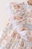 Khaki farm checkered ruffle pants set - Aaria Tees Aaria Tees
