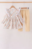Khaki farm checkered ruffle pants set - Aaria Tees Aaria Tees