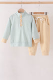 Khaki Geo Diamond pants set - Aaria Tees Aaria Tees