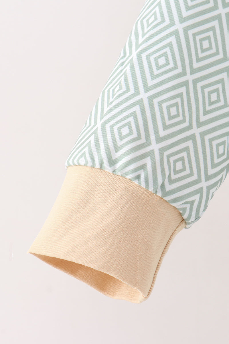 Khaki Geo Diamond pants set - Aaria Tees Aaria Tees