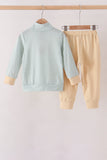 Khaki Geo Diamond pants set - Aaria Tees Aaria Tees