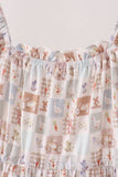 Khaki farm checkered tiered mom dress - Aaria Tees Aaria Tees