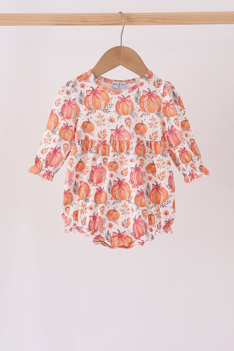 Orange Pumpkin Print Bubble - Aaria Tees Aaria Tees