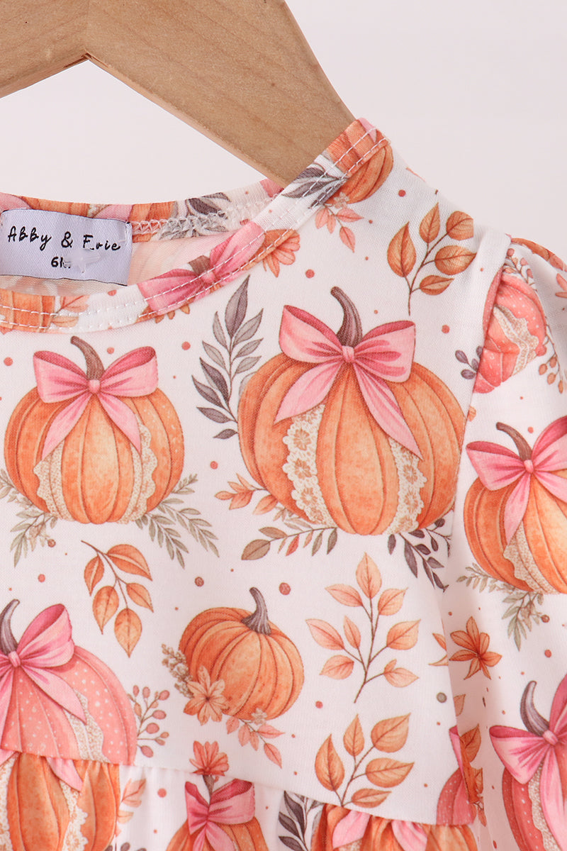 Orange Pumpkin Print Bubble - Aaria Tees Aaria Tees