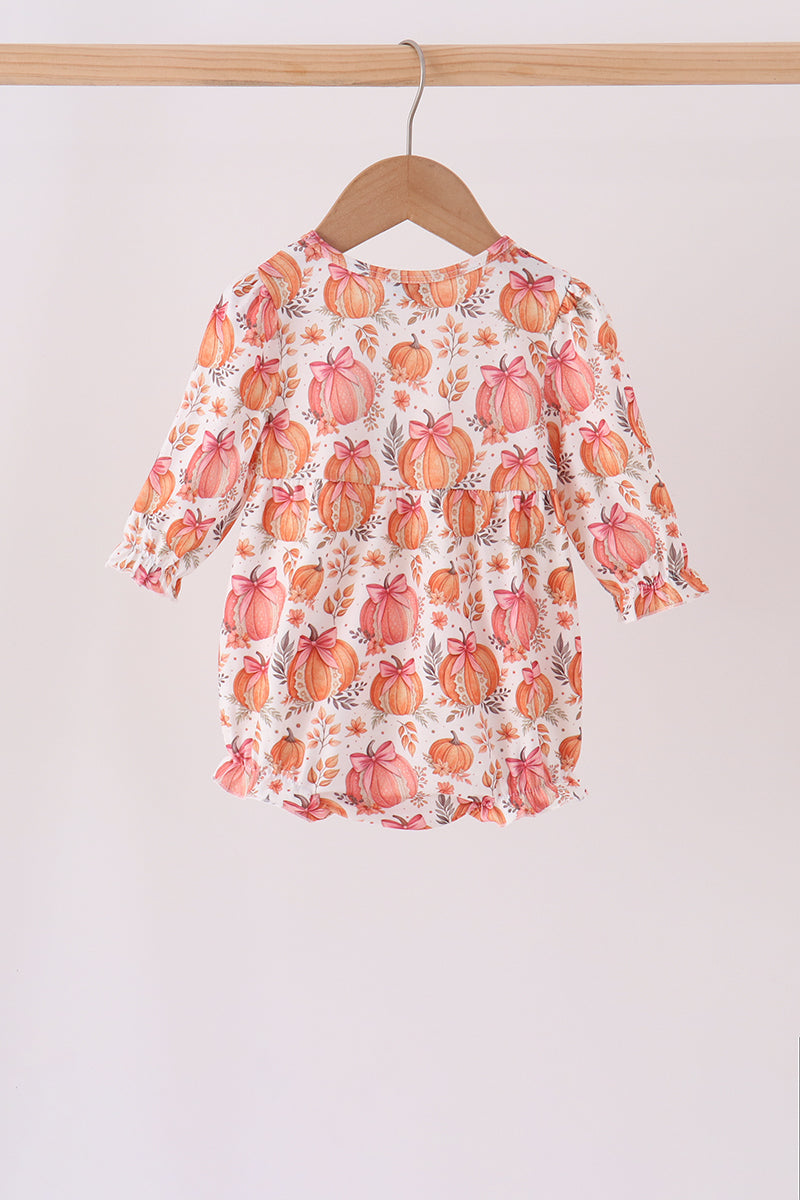 Orange Pumpkin Print Bubble - Aaria Tees Aaria Tees