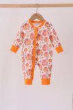 Orange Pumpkin Print Ruffle Romper - Aaria Tees Aaria Tees