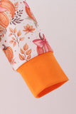 Orange Pumpkin Print Ruffle Romper - Aaria Tees Aaria Tees