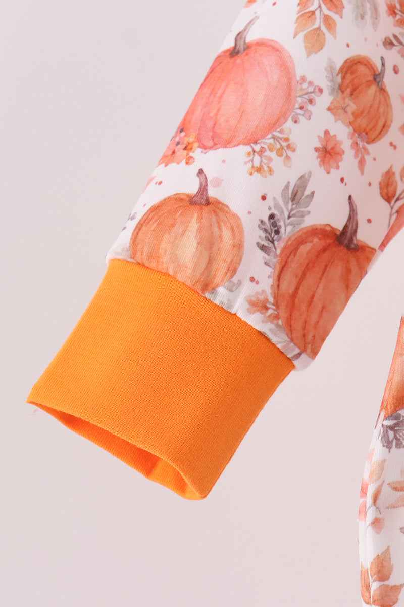 Orange Pumpkin Print Romper - Aaria Tees Aaria Tees